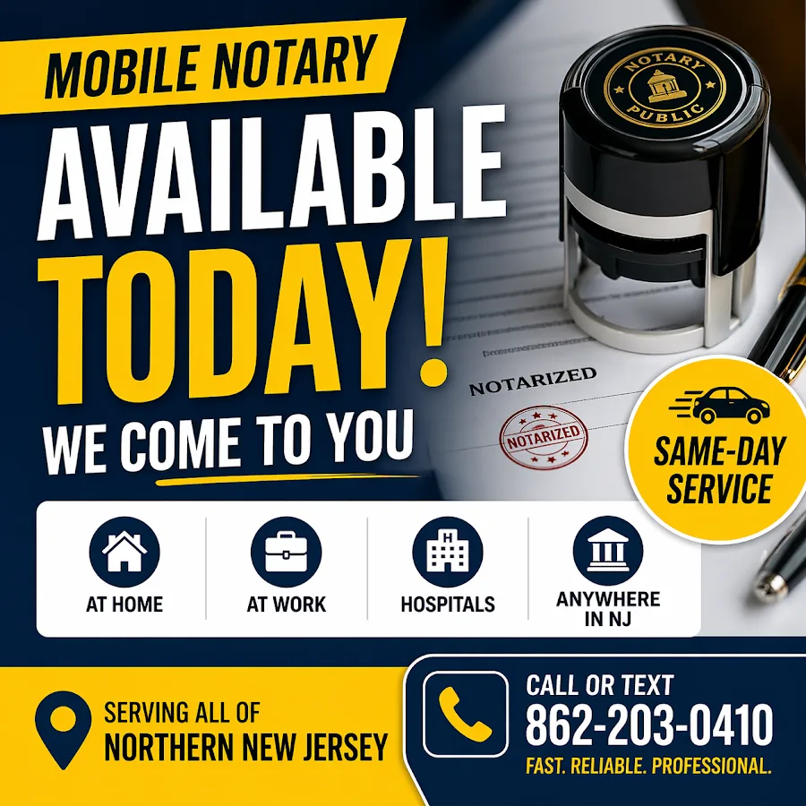 Jones Mobile Notary Services | Traveling Notary Northern NJ